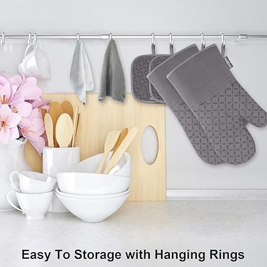 Amazon image KEGOUU Oven Mitts and Pot Holders 6pcs Set